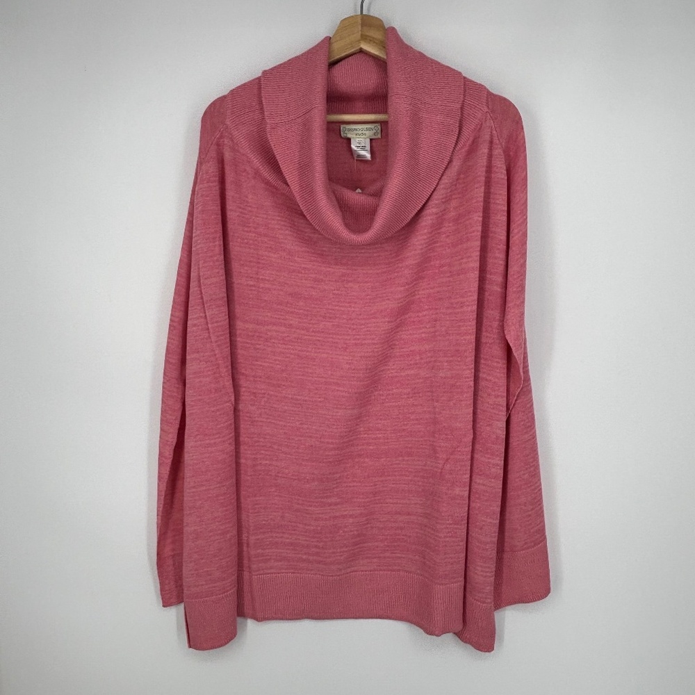 Sigrid Olsen Studio Missy One Size Poncho Sweater Pink Heather Cotton Linen Knit